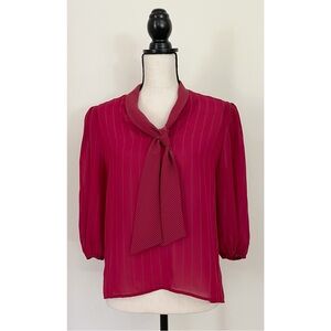 Vintage 70s Striped Tie Neck Blouse